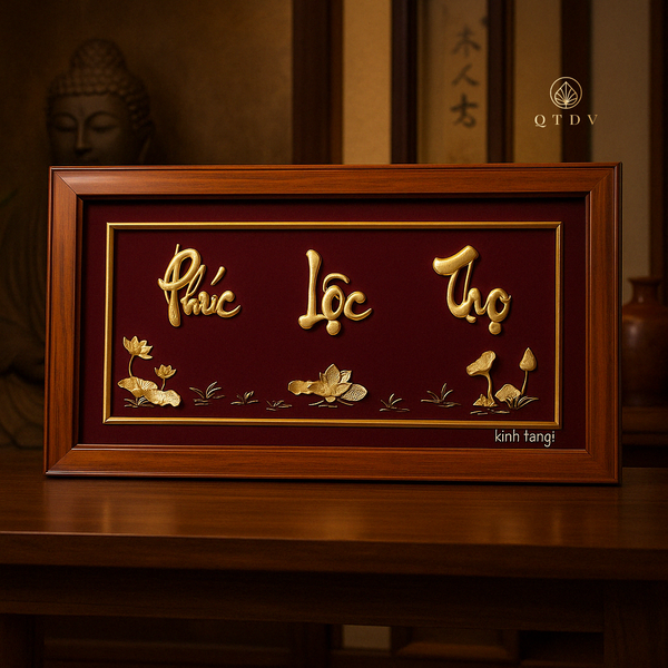 tranh phúc lộc thọ dát vàng