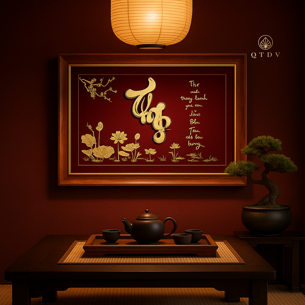 tranh chữ thọ dát vàng