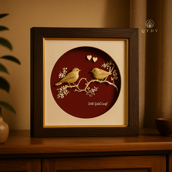 tranh chim sẻ dát vàng