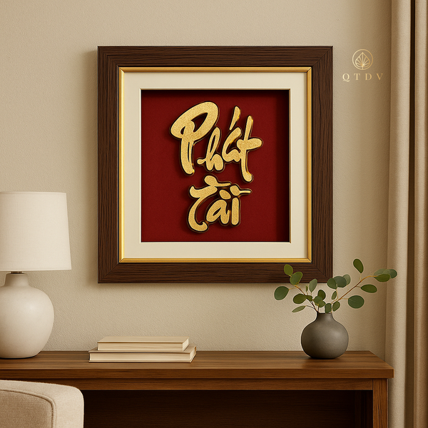 tranh chữ phát tài dát vàng