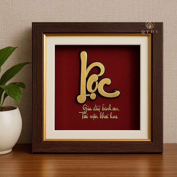 tranh chữ lộc dát vàng