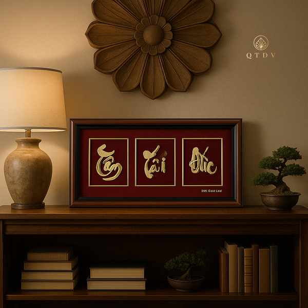 tranh chữ tâm trí đức dát vàng