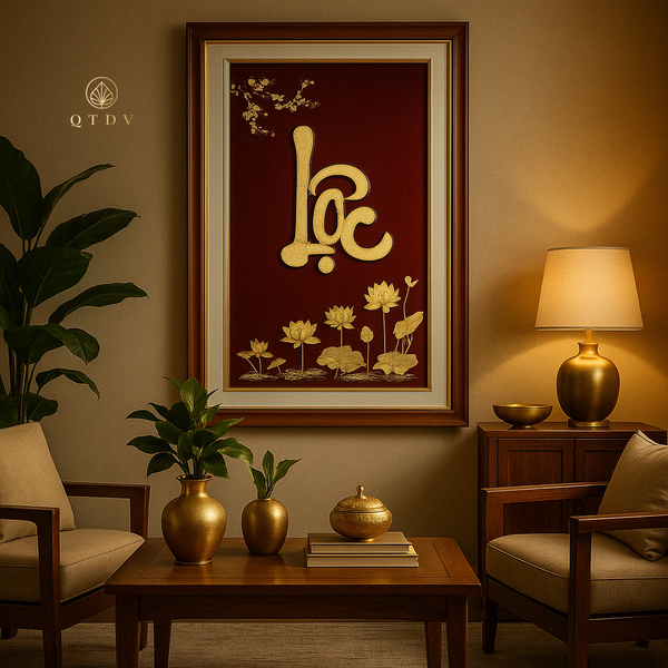 tranh chữ lộc dát vàng