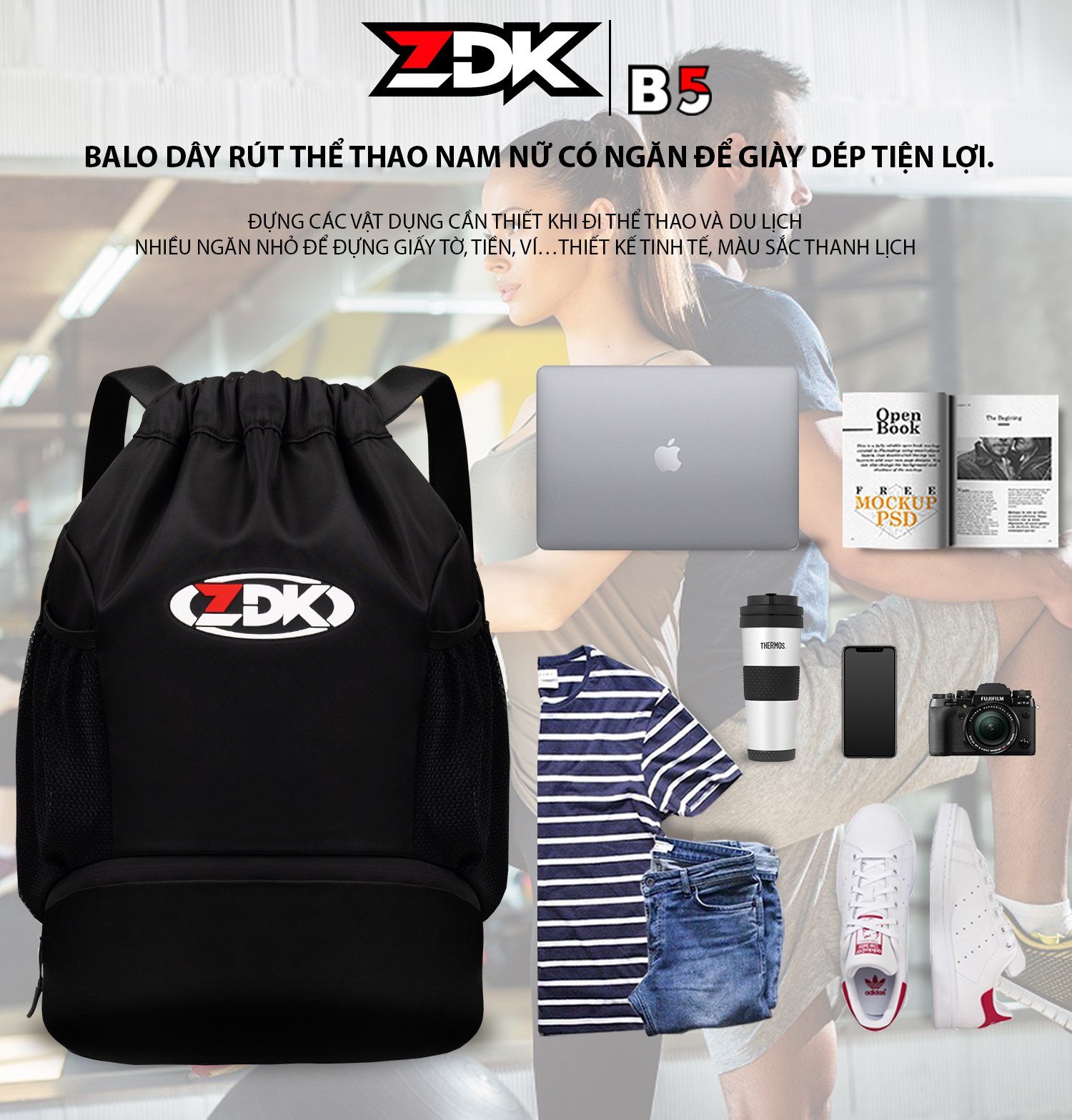 Balo túi rút thể thao ZDK B5 - Xu hướng balo cho mùa thu 2024