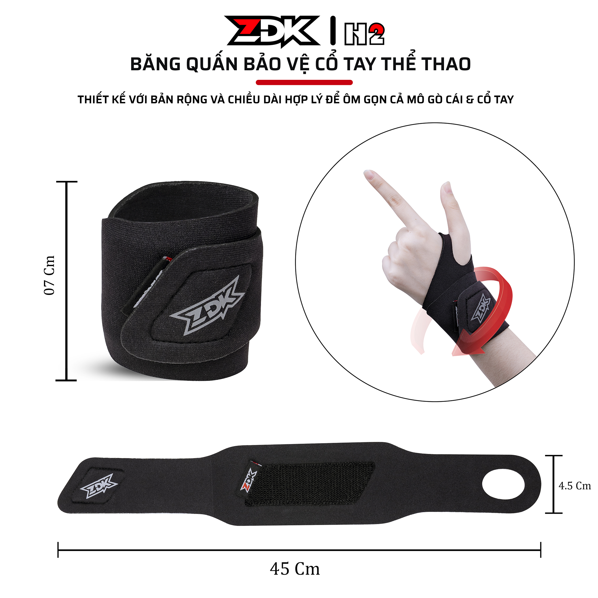 Băng quấn cổ tay ZDK H2 - Vật dụng không thể thiếu khi luyện tập thể thao