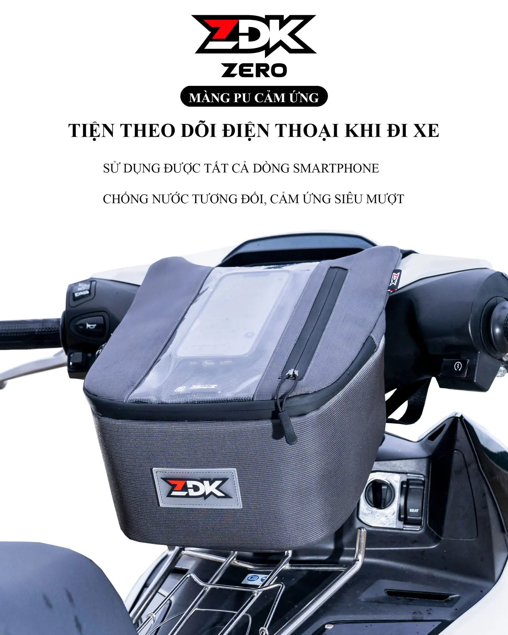 BẢO VỆ ĐỒ DÙNG, NÂNG TẦM PHONG CÁCH LÁI XE CÙNG - TÚI TREO ĐẦU XE MÁY ZDK ZERO