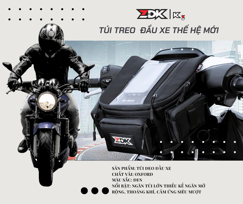 Túi treo đầu xe ZDK K3 - Cải tiến vượt trội so với các dòng túi treo xe khác