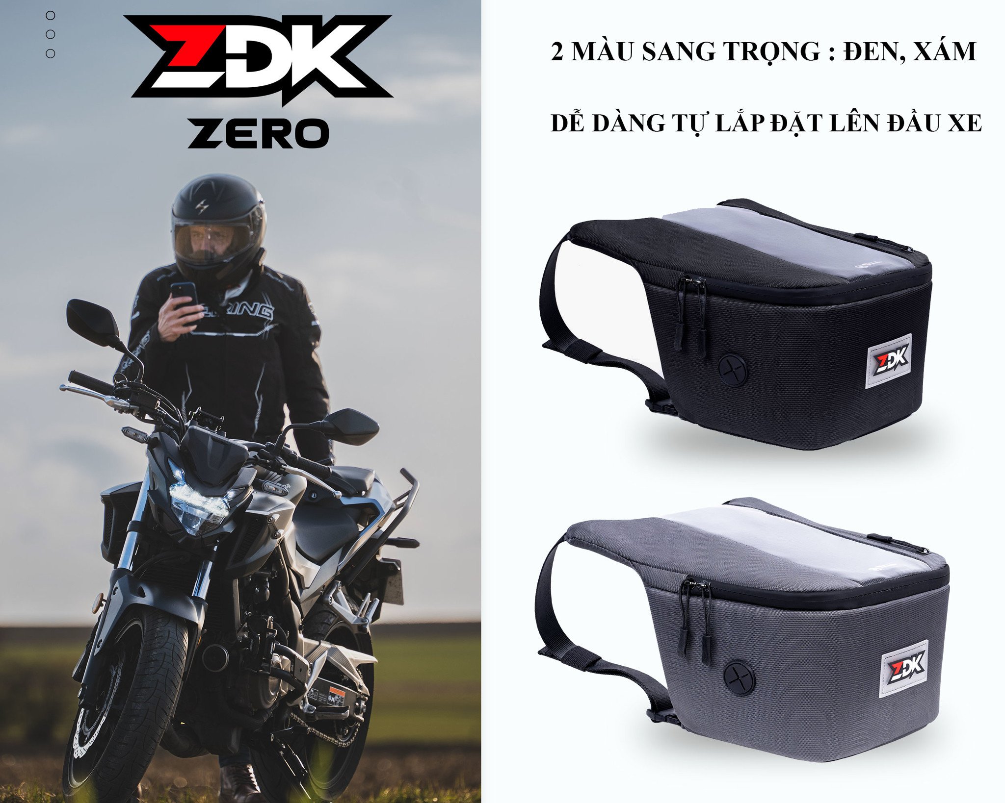 LÝ DO KHÔNG THỂ BỎ QUA TÚI TREO ĐẦU XE MÁY ZERO