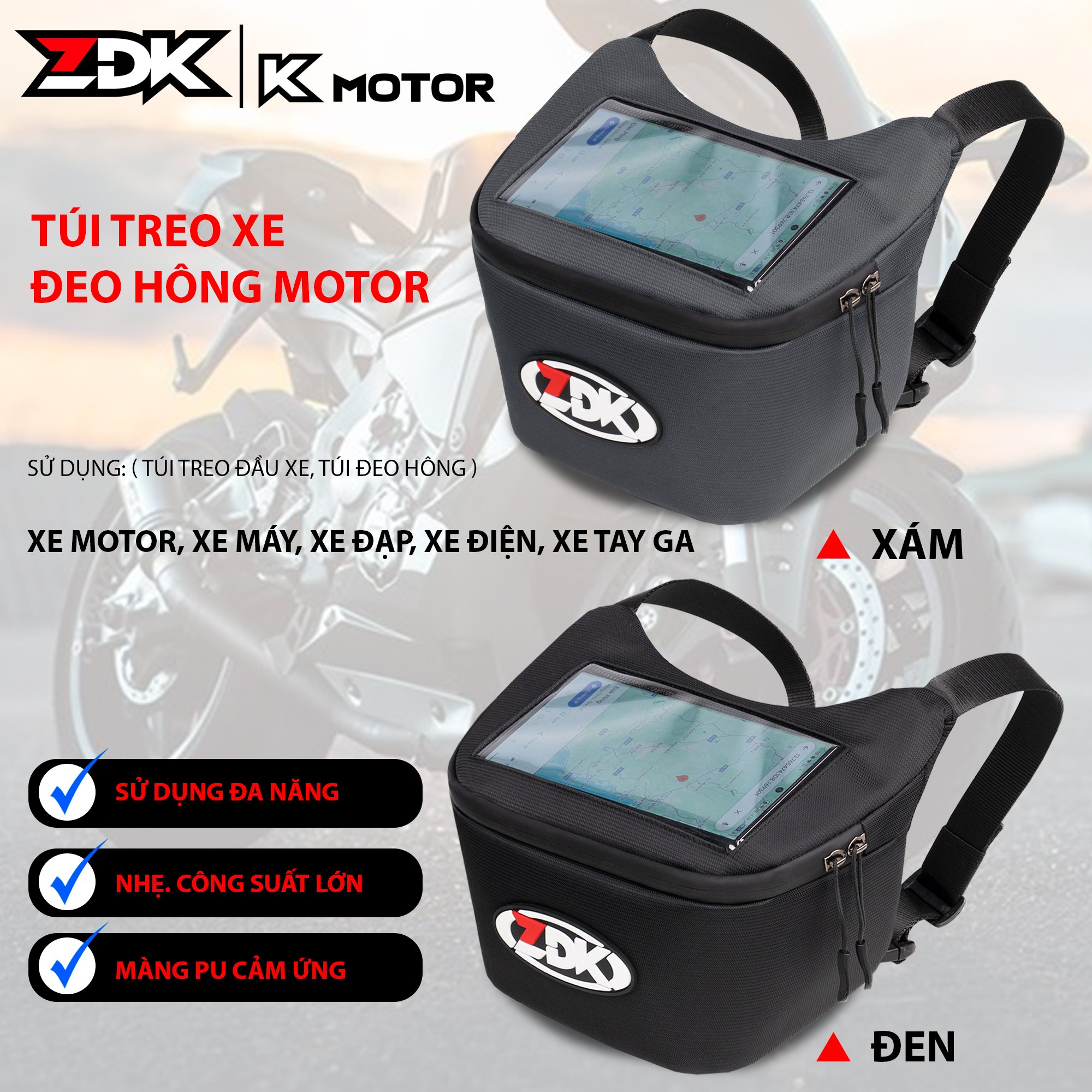 Túi treo đầu xe ZDK K MOTOR - Tiện lợi, dễ dàng sử dụng