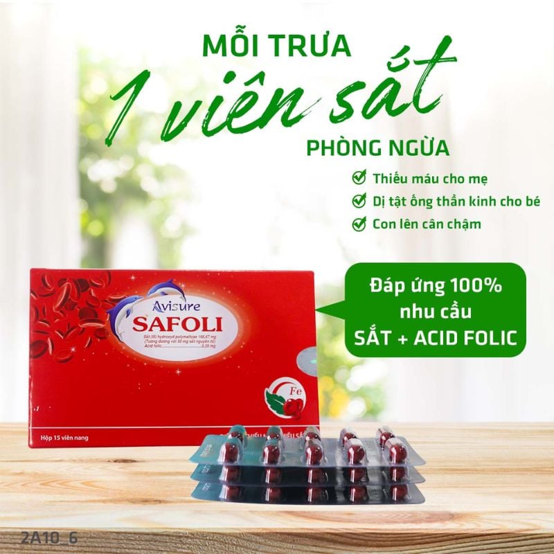 nhathuocvietnhat.vn - Avisure Safoli bổ sung sắt và acid folic cho thai kỳ khỏe mạnh, không gây táo bón cho mẹ bầu