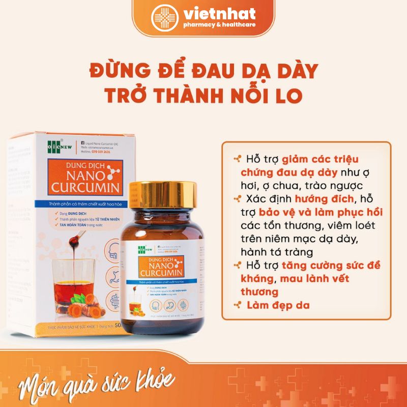nhathuocvietnhat.vn - Dung dịch tinh chất nghệ Nano Curcumin OIC NEW trị viêm loét dạ dày