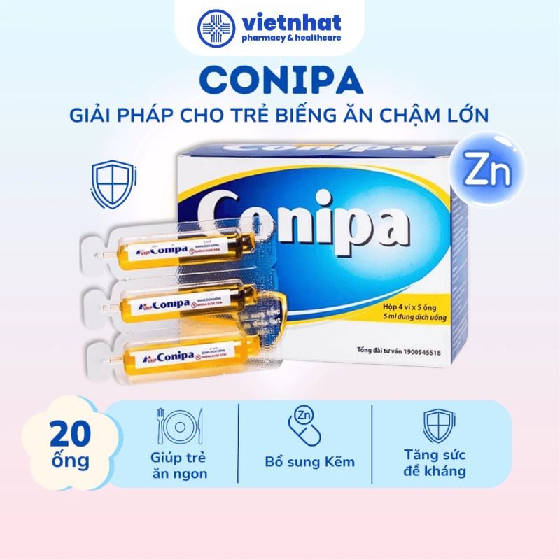 nhathuocvietnhat.vn - Dung dịch uống Conipa chính hãng, Bổ sung kẽm hiệu quả cho trẻ biếng ăn, tăng cường miễn dịch tự nhiên