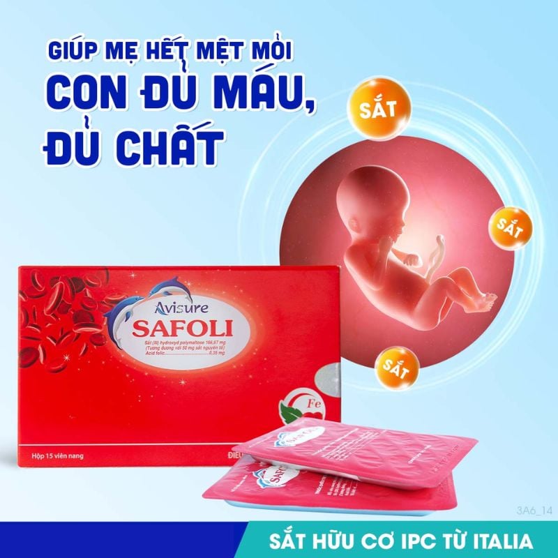 nhathuocvietnhat.vn - Avisure Safoli chính hãng - Bổ sung sắt và acid folic cho bà bầu, ngăn ngừa thiếu máu thai kỳ