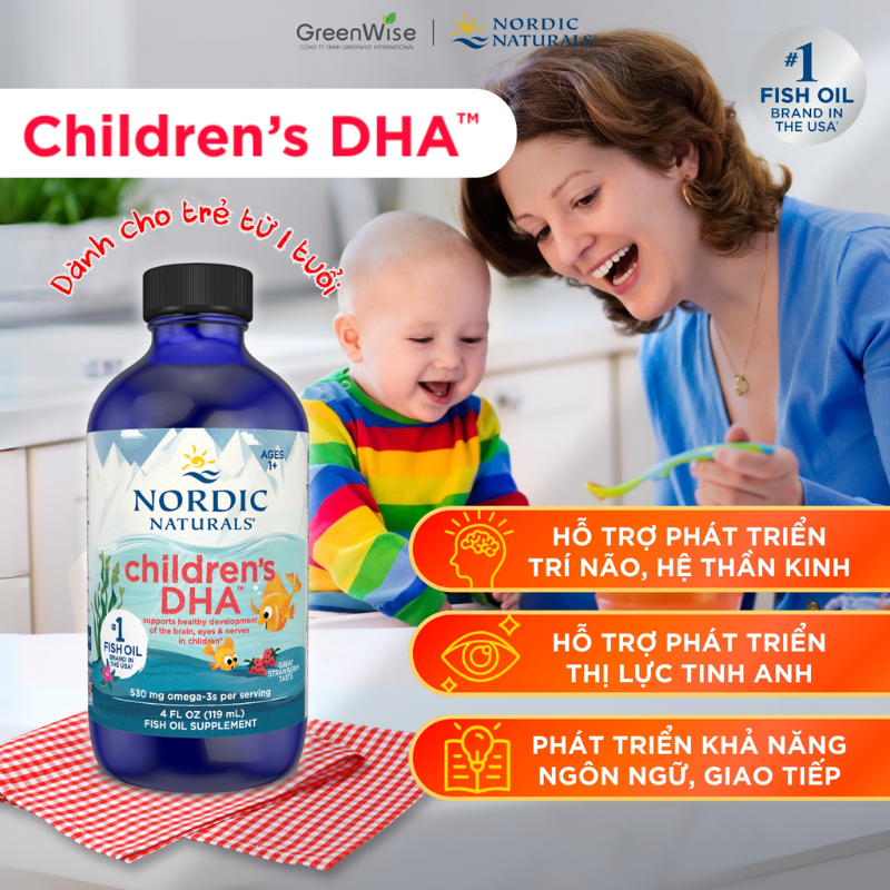 nhathuocvietnhat.vn - DHA Children Nordic Naturals hỗ trợ phát triển trí não và thị lực cho trẻ từ 1- 6 tuổi