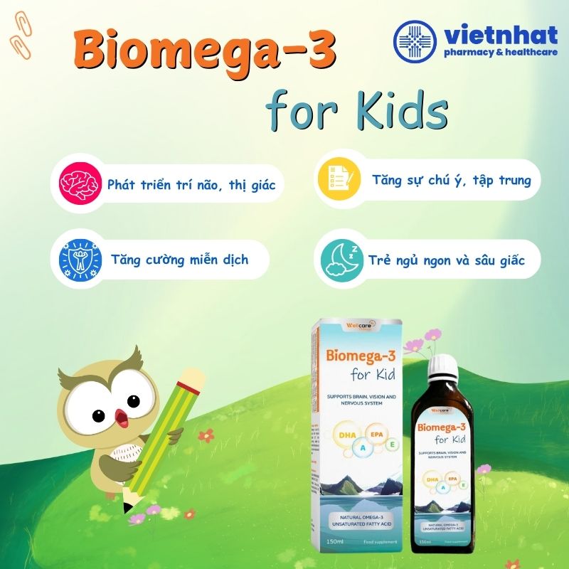 nhathuocvietnhat.vn - Siro Biomega-3 for Kids, giúp trẻ phát triển trí não, tăng cường thị lực, tăng cường sức đề kháng.