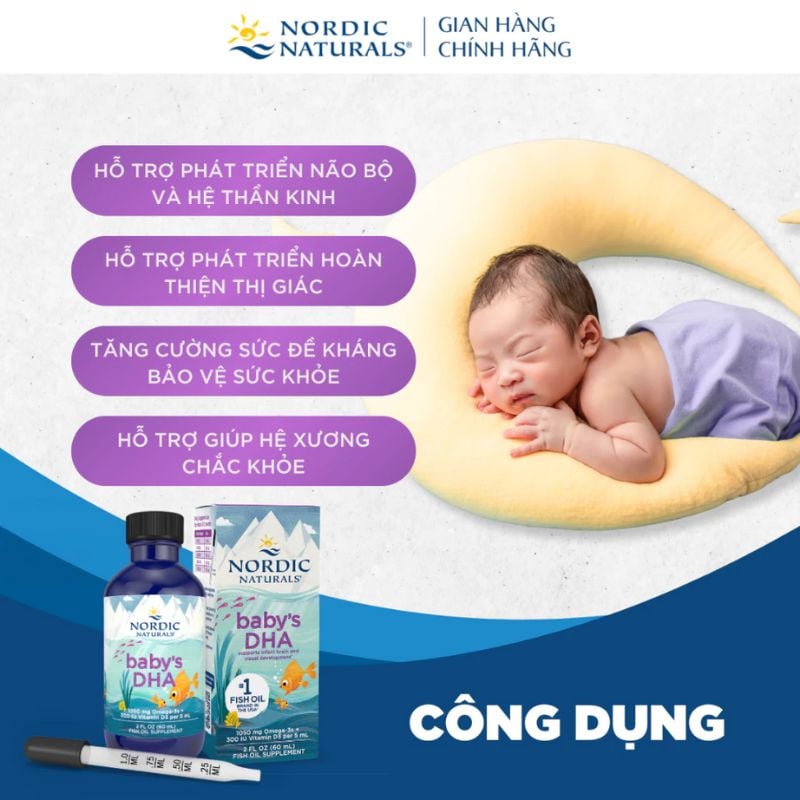 nhathuocvietnhat.vn - Nordic Naturals Baby's DHA,  hỗ trợ phát triển não bộ và thị lực cho trẻ từ 0 tháng tuổi