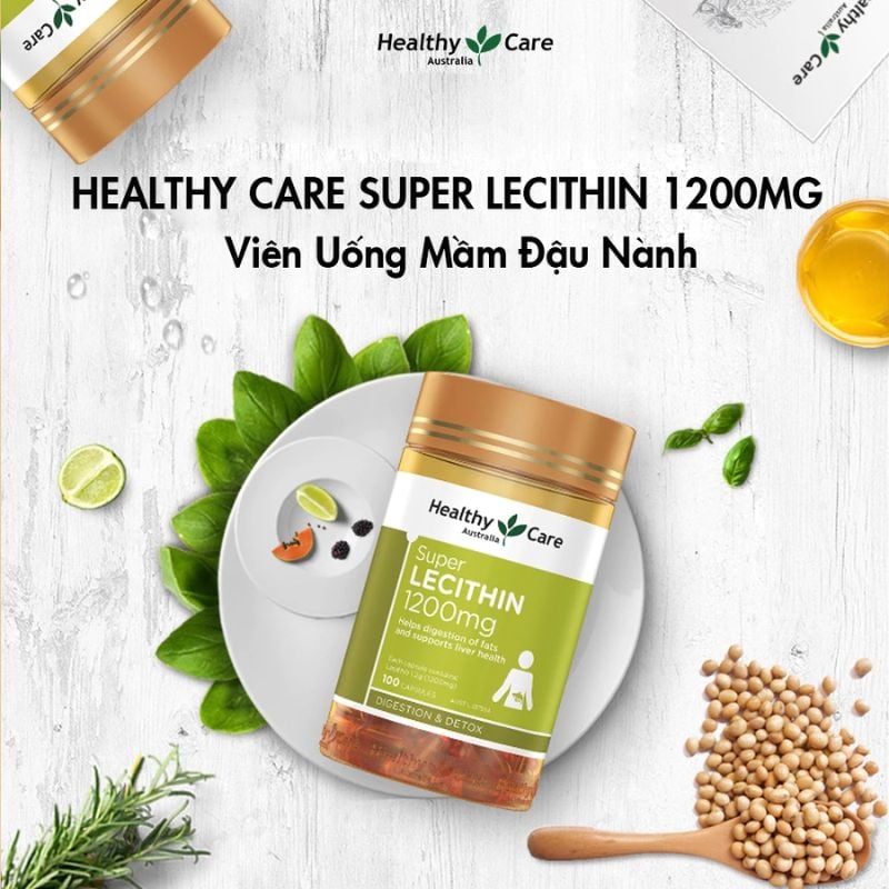 nhathuocvietnhat.vn - Mầm đậu nành Healthy Care Super Lecithin 1200mg nhập khẩu chính hãng từ Úc, hỗ trợ chức năng gan