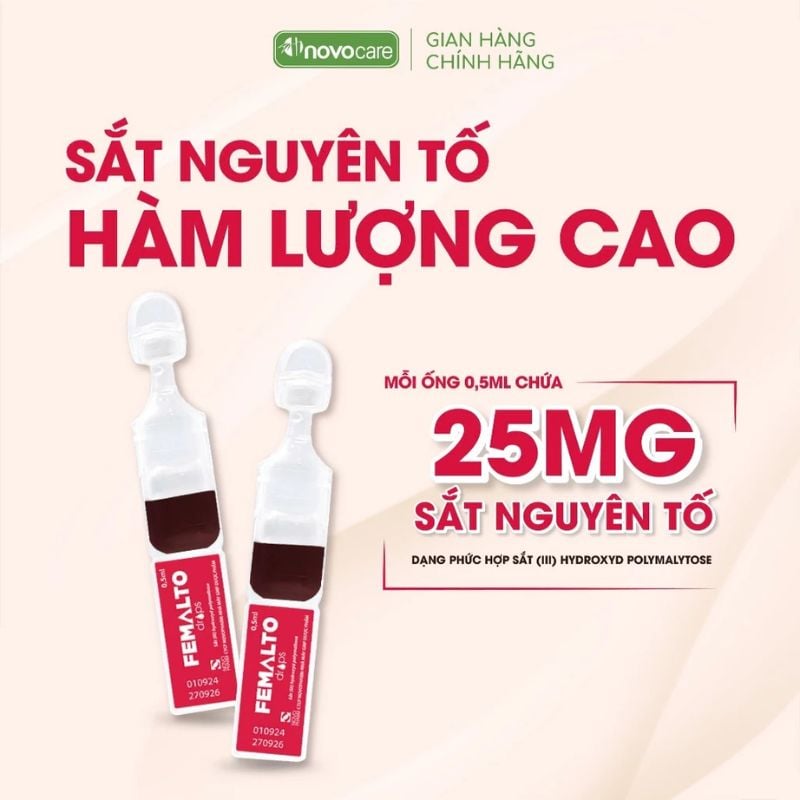 nhathuocvietnhat.vn - Femalto, bổ sung sắt hữu cơ Hydroxyd Polymaltose, an toàn cho trẻ sơ sinh