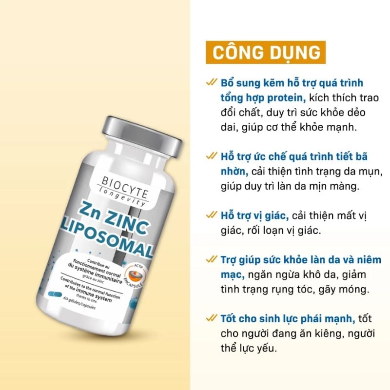 nhathuocvietnhat.vn - Công dụng tuyệt vời của viên uống Zn Zinc Liposomal