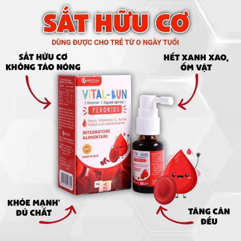 nhathuocvietnhat.vn - Sắt Vital-Bun Ferokids bổ sung sắt bisglycinate dễ hấp thu, không gây táo bón cho trẻ
