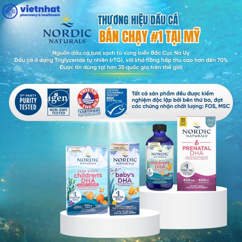 nhathuocvietnhat.vn - Nordic Naturals – Bổ sung Omega 3 dạng triglycerid tự nhiên dễ hấp thu, phù hợp cho gia đình ưu tiên chất lượng tuyệt đối