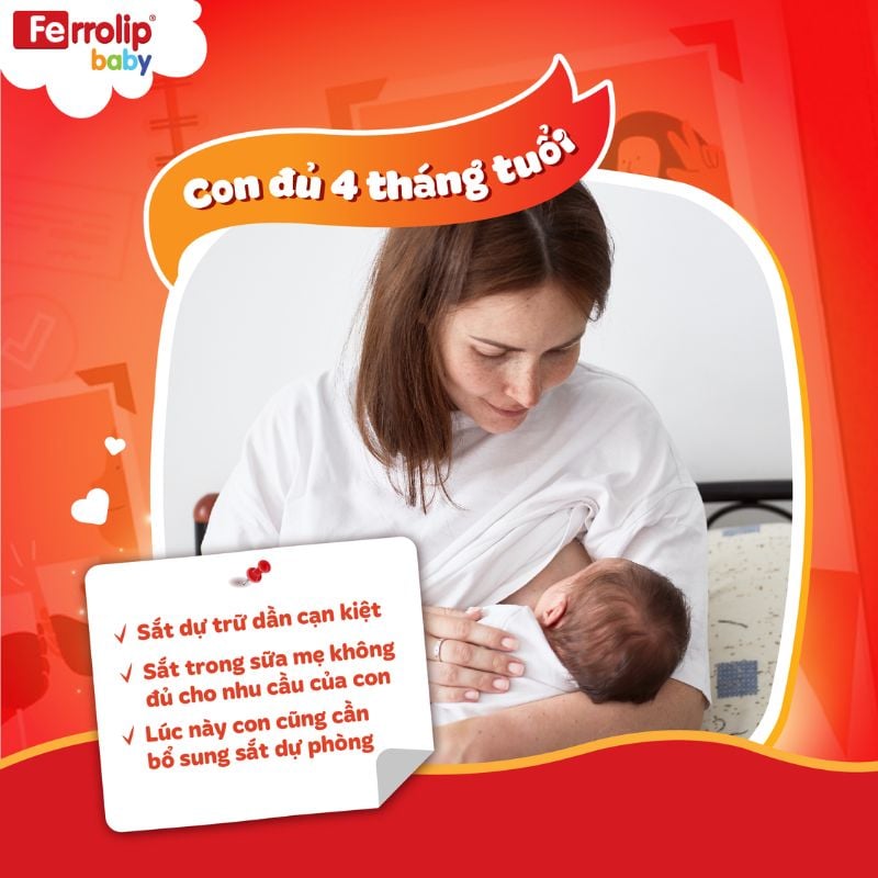 nhathuocvietnhat.vn -  Đối với trẻ bú mẹ hoàn toàn, việc bổ sung sắt từ 4 tháng tuổi là cần thiết để phòng ngừa thiếu máu, thiếu sắt