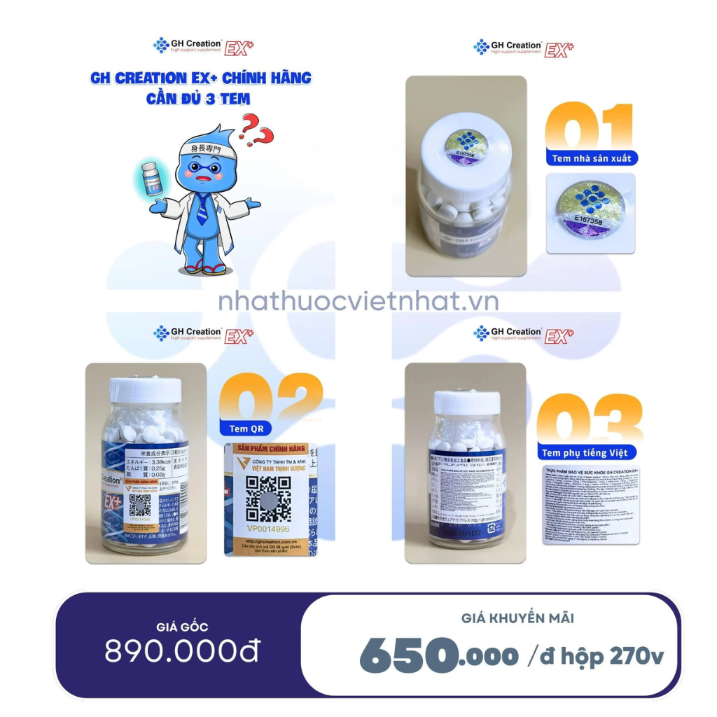 nhathuocvietnhat.vn-hướng dẫn phân biệt thuốc tăng chiều cao nhật bản GH Creation Ex + chính hãng