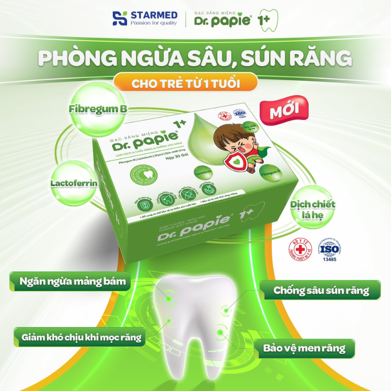 nhathuocvietnhat.vn - Gạc Rơ Lưỡi Dr. Papie 1+,  giải pháp chăm sóc răng miệng hiệu quả cho trẻ từ 1 tuổi