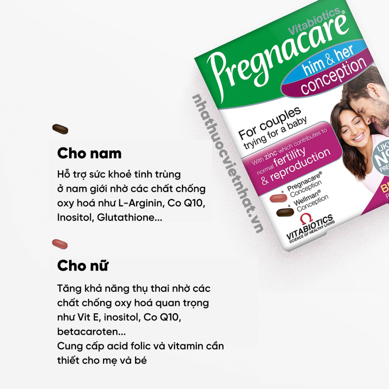 nhathuocvietnhat.vn - Viên uống tăng khả năng thụ thai Pregnacare Him & Her Conception từ Anh Quốc