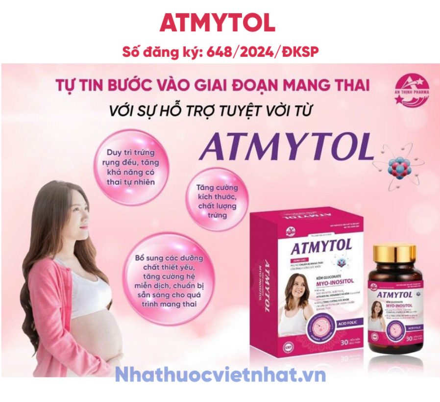 nhathuocvietnhat.vn - Atmytol&nbsp;giúp tăng khả năng thụ thai và cải thiện chất lượng trứng ở nữ giới