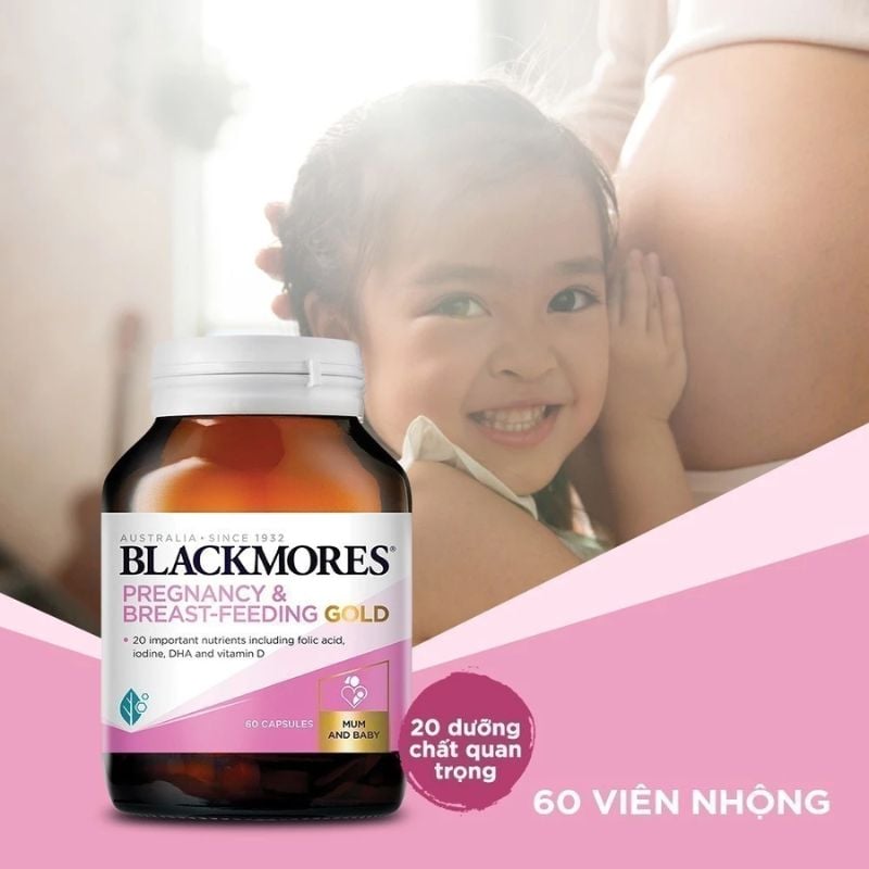 nhathuocvietnhat.vn - Blackmores Pregnancy & Breast-Feeding Gold - Vitamin bầu Úc với DHA, acid folic và canxi hỗ trợ sức khỏe mẹ và sự phát triển toàn diện của bé.