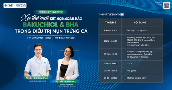 WORKSHOP TRỰC TUYẾN: XU THẾ MỚI KẾT HỢP HOÀN HẢO BAKUCHIOL & BHA TRONG ĐIỀU TRỊ MỤN TRỨNG CÁ