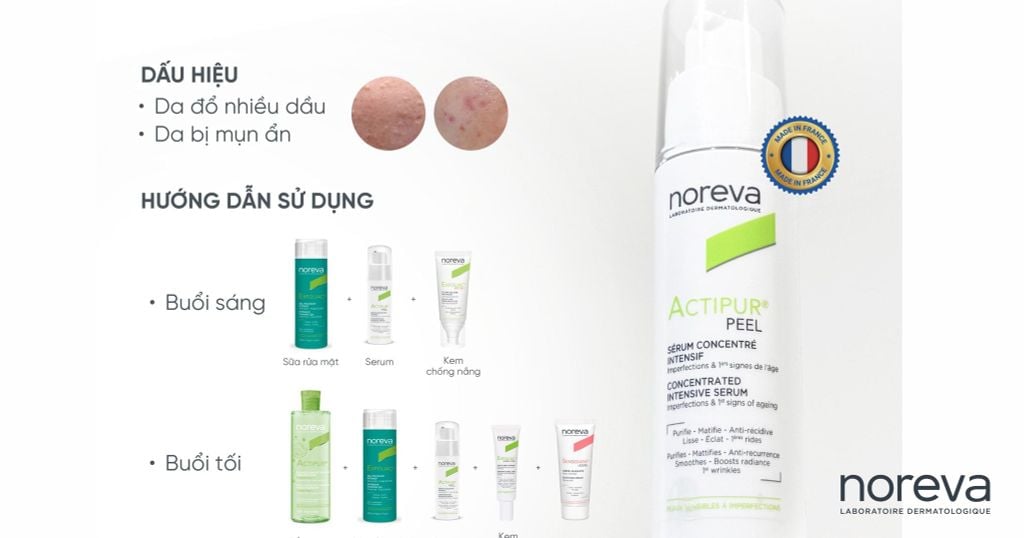 PHÁC ĐỒ CHĂM SÓC DA ĐỔ NHIỀU DẦU CÙNG NOREVA ACTIPUR PEEL