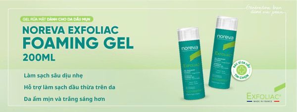 GEL RỬA MẶT DÀNH CHO DA DẦU MỤN NOREVA EXFOLIAC INSENTIVE FOAMING GEL