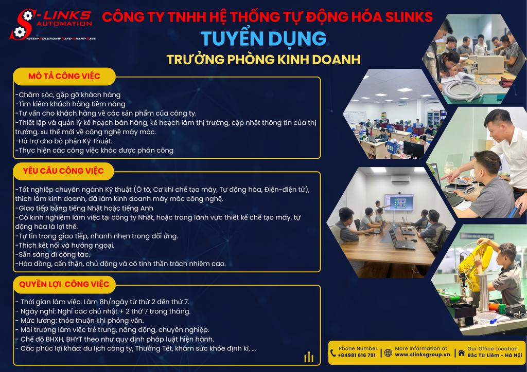 TUYỂN DỤNG TRƯỞNG PHÒNG KINH DOANH THÁNG 05/2025