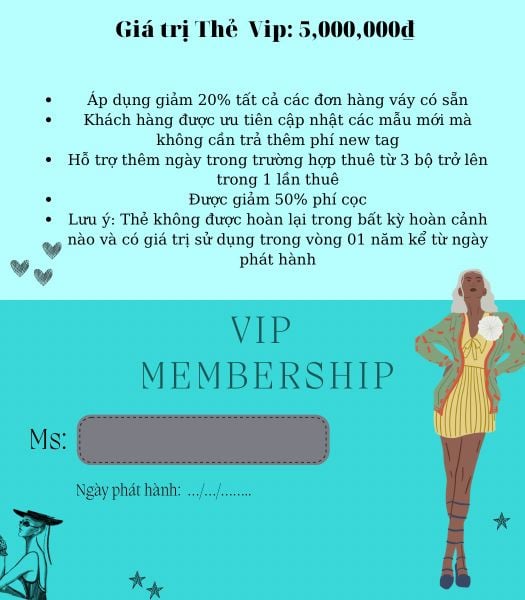 thẻ Membership hạng gold khi thuê đồ tại Hizu