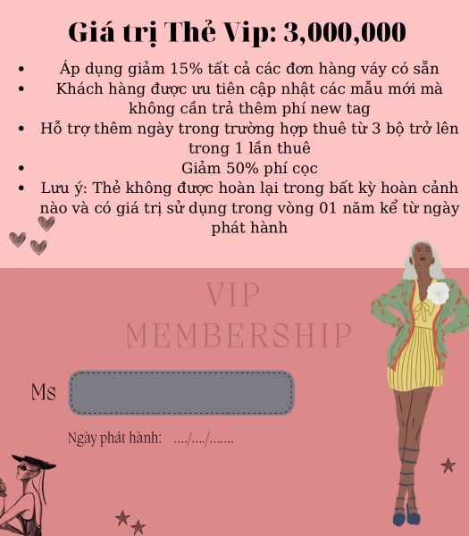 thẻ Membership hạng gold khi thuê đồ tại Hizu