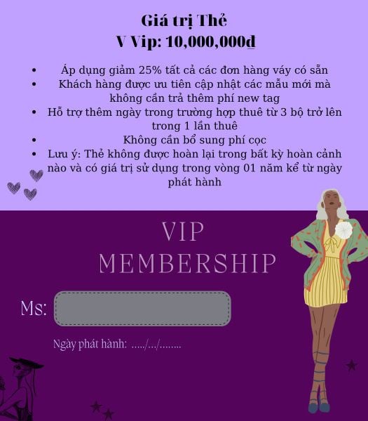 thẻ Membership hạng Platinum khi thuê đồ tại Hizu