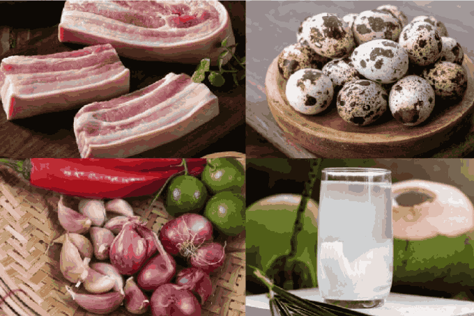 nguyên liệu nấu thịt kho trứng cút nước dừa