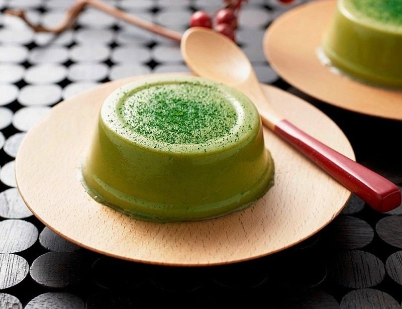 bánh flan matcha