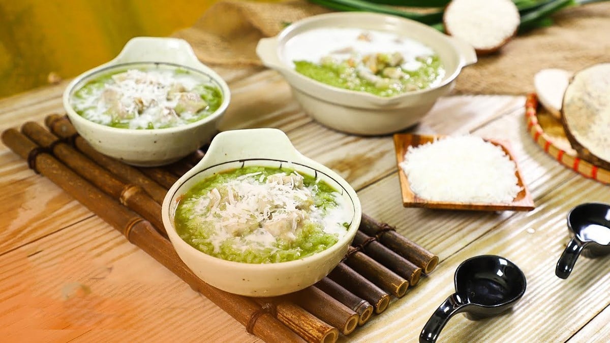 Chè khoai môn nếp lá dứa là món chè thơm ngon, dẻo bùi