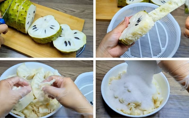 Chuẩn bị mãng cầu làm trà mãng cầu