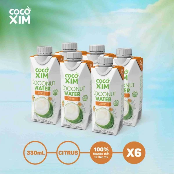 Hộp Nước dừa đóng hộp Cocoxim Tắc 330ml/Hộp