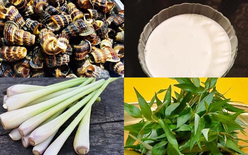 nguyên liệu cơ bản cho món ốc len xào dừa