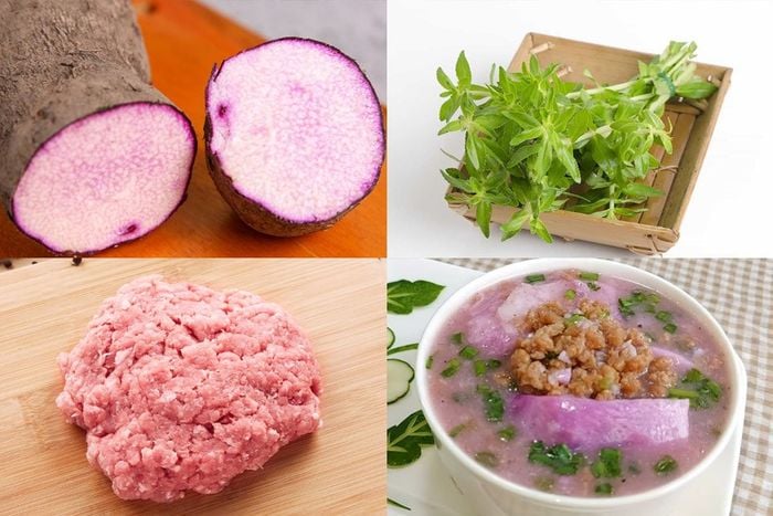 nấu canh khoai mỡ thịt bằm