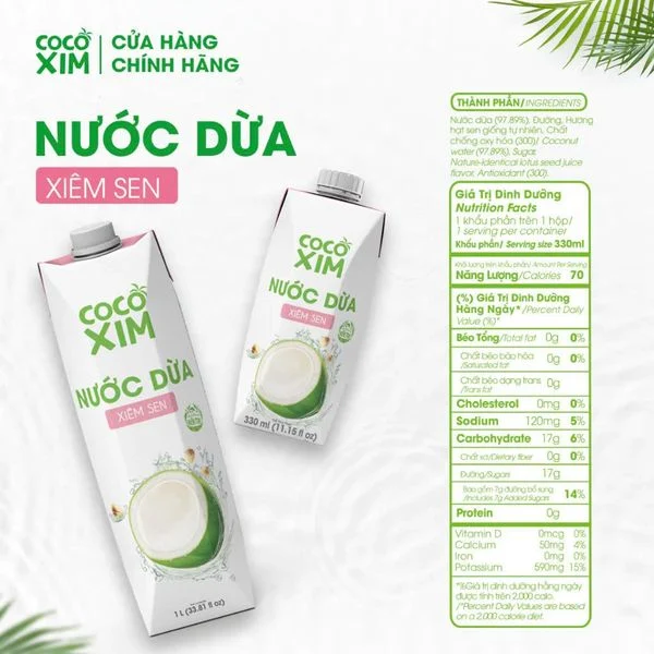 Nước dừa xiêm sen Cocoxim 1000ml/hộp