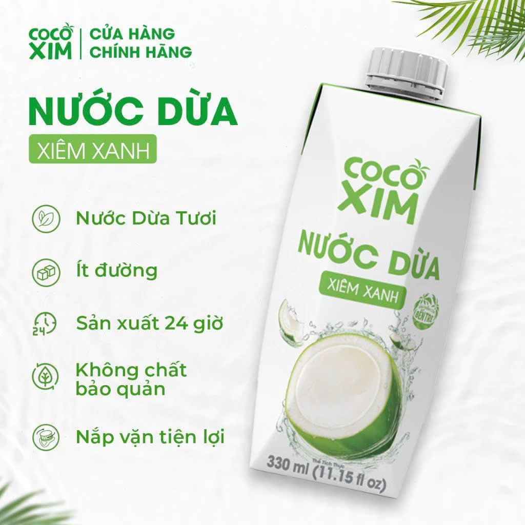 Nước dừa đóng hộp Cocoxim Xanh uống kèm sup bí đỏ
