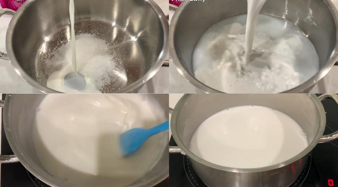 Nấu nước cốt chè cho chè dừa dầm