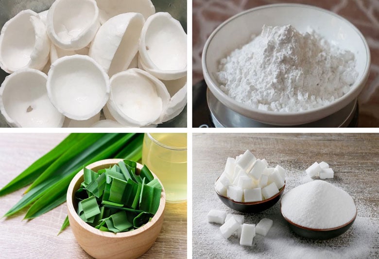 nguyên liệu Chè dừa dầm lá dứa