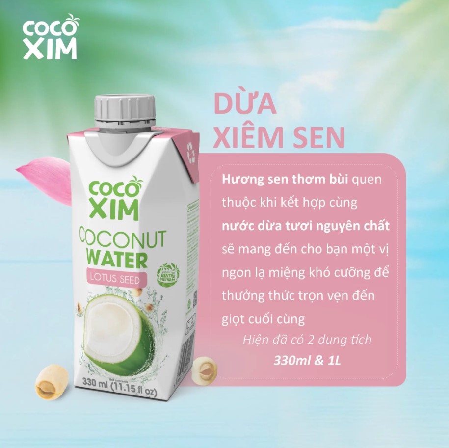 nước dừa đóng hộp Cocoxim sen